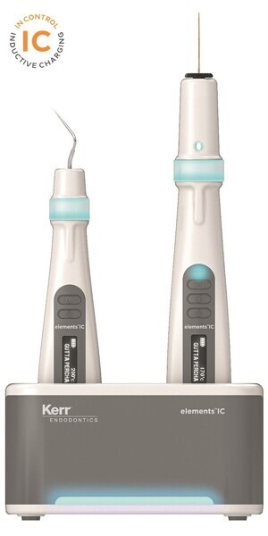 Fig. 6 : Système elements IC pour l’obturation par la technique de compactage, en vague continue et remontée apico-coronaire, dite back-fill. 