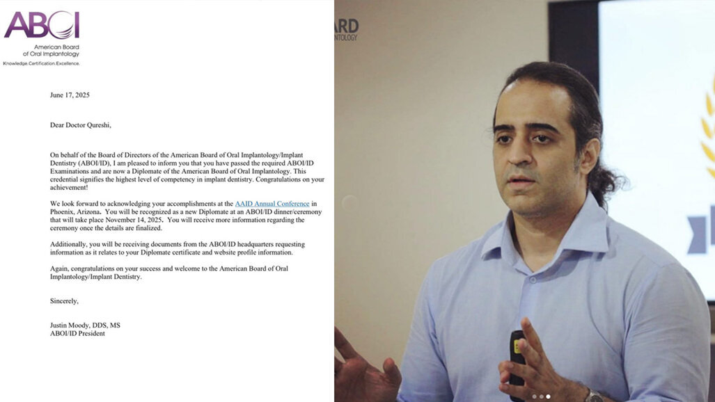 Dr. Irfan Qureshi makes history as first Pakistani Diplomate of American Board of Oral Implantology