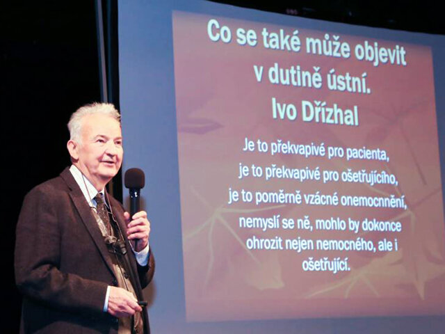 Doc. MUDr. Ivo Dřízhal, CSc., (LFUK Hradec Králové) – přednesl dnes ojedinělý soubor kazuistik včetně fotodokumentace na téma Neobvyklé nálezy v dutině ústní.
