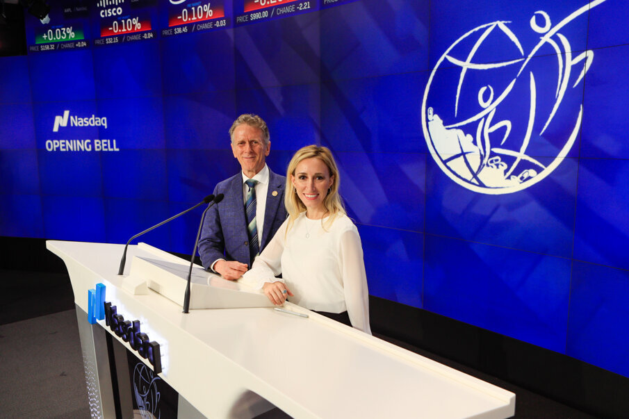 Dr. Bernard Fialkoff rings NASDAQ opening bell on Sept. 15, 2017.  (Photo: © Copyright 2016, Nasdaq and available for re-publication by the news media only. Any commercial use is strictly prohibited without the prior written consent of The Nasdaq Stock Market, Inc.)