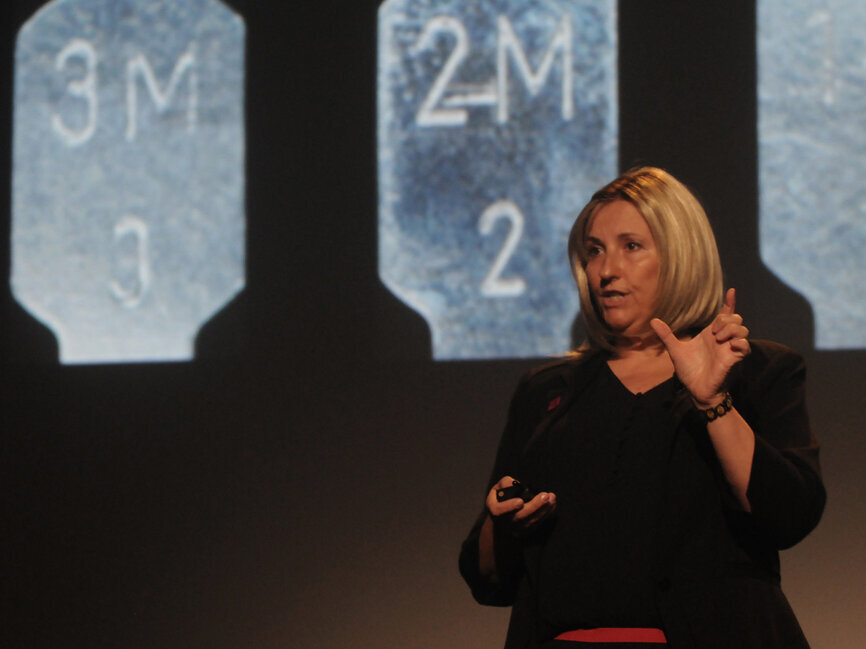 Anamaria Muresan, Glidewell’s clinical research director, said the new BruxZir Esthetic has added translucency which allows clinicians to use it in both the aesthetic zone and the posterior zone. (Photo: José Antonio Rosario for Dental Tribune)