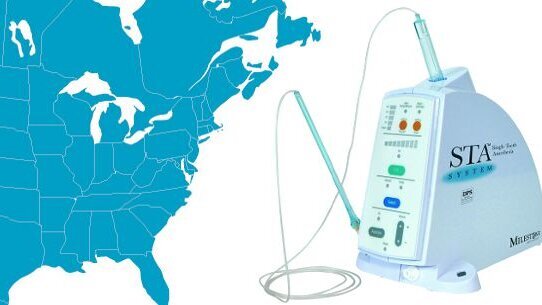 Milestone hands distribution of dental anesthesia system to Aseptico