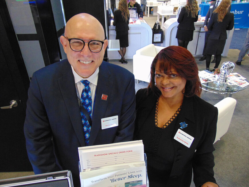 Randy Clare, left, and Katherine White of Glidewell Dental. (Photo: Fred Michmershuizen/DTA)