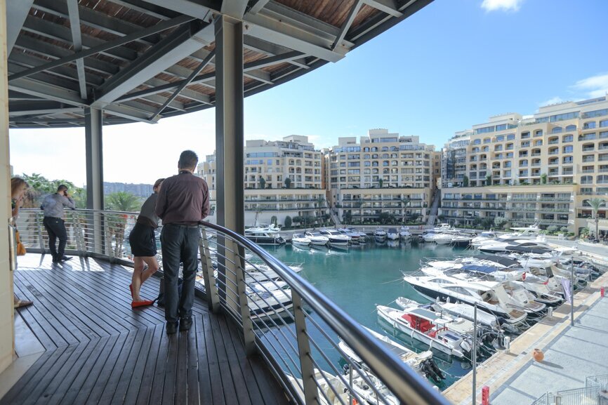  Attendees enjoying the Marina view. 