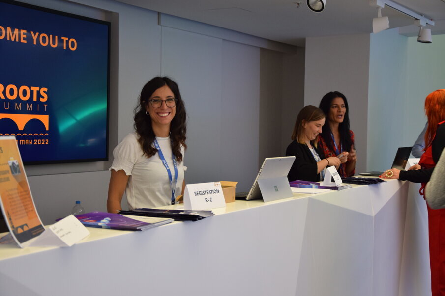 The lovely ROOTS SUMMIT team welcoming participants.