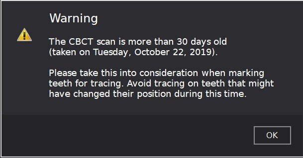 Figg. 8a, 8b - Esempio di assoluto controllo in chirurgia navigata. Fin dalle fasi di acquisizione dei dati il sistema controlla la loro affidabilità. a) Verifica della data della TAC; b) Suggerimento di verifica degli artefatti di movimento.