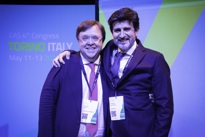 Dr Francesco Garino (left), EAS Scientific Chairman and Dr Tommaso Castroflorio (right) EAS President. (Image: Mauro Calvone)