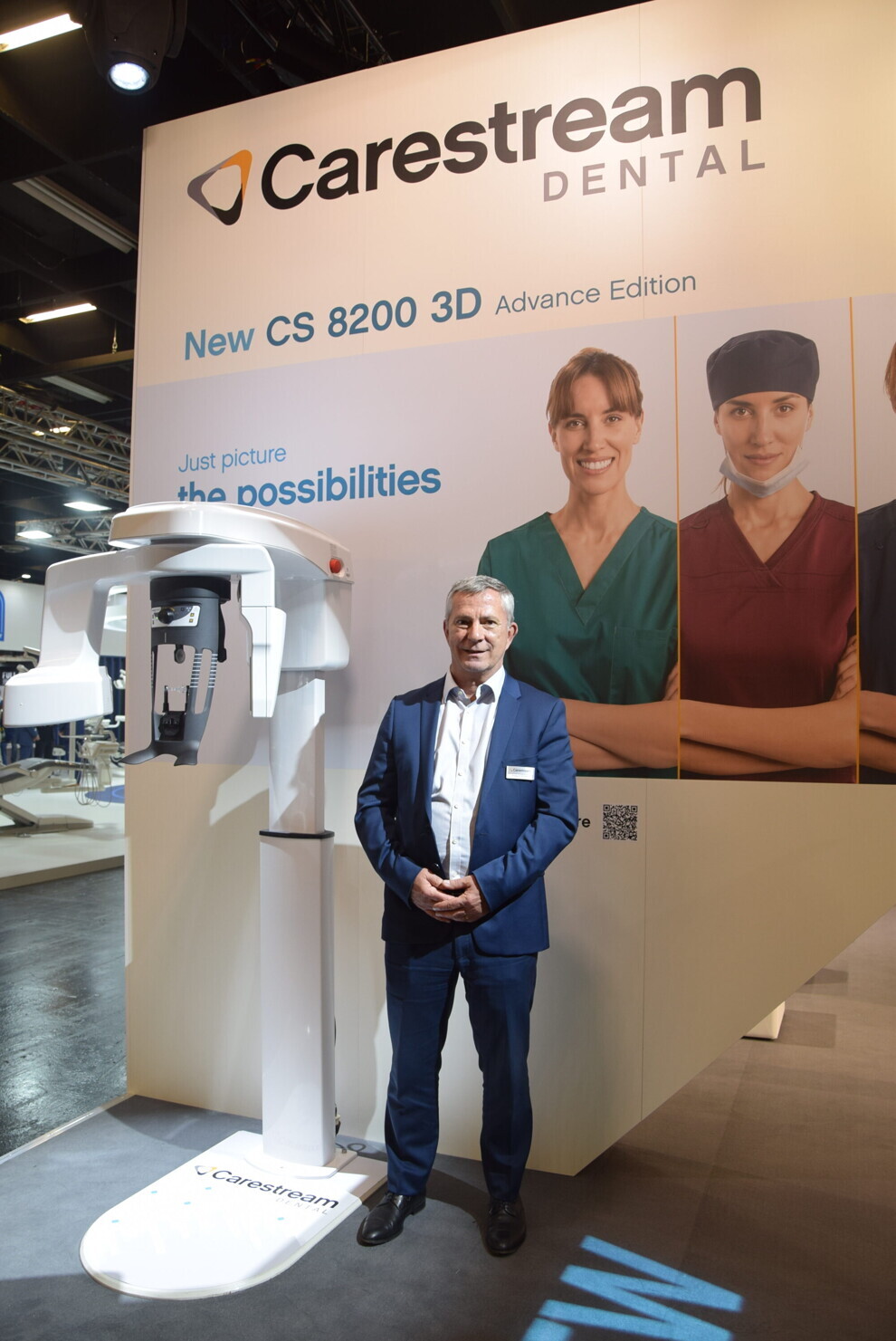 Philippe Maillet, general manager of the global equipment business, Carestream Dental, at IDS 2025. (Image: Dental Tribune International)