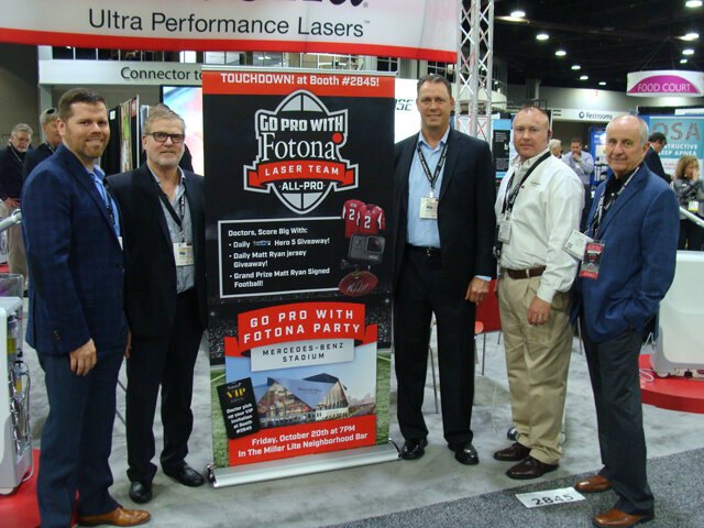 The football fans at Fotona before their ‘Go Pro’ party at the Mercedes-Benz Stadium. 