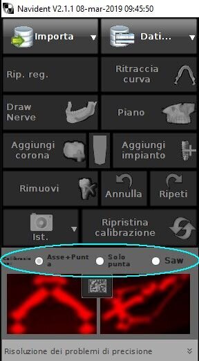 Figg. 10a-10g - Il Drill Tag peculiarità del Navident (a). Questo dispositivo consente di guidare qualsiasi strumento chirurgico. Non potendo essere note a priori le caratteristiche geometriche tridimensionali dello strumento lavorante è necessaria una calibrazione preliminare al gesto chirurgico (b-d). Esempio di navigazione di un Magnetic Mallet (e). Supporto software che consente l’identificazione delle diverse possibili tipologie di strumenti chirurgici guidati (f, g).