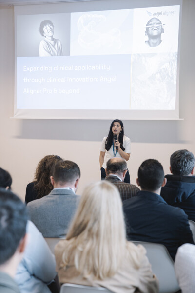 Dr Lina Alfadil showcasing how Angel Aligner is pushing clinical boundaries with dual-material aligner innovation.
