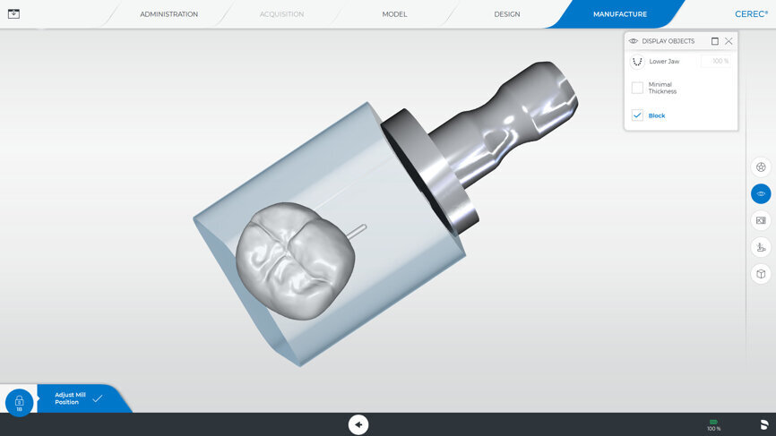 Fig. 5: The user interface for the beginning of the restoration of the crown.