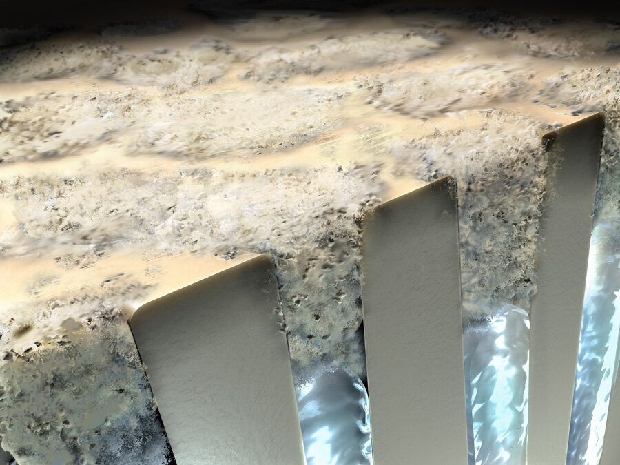 Fig. 3 - L’arginina è una molecola bipolare che a pH fisiologico è carica positivamente e ciò le permette di legarsi alla superficie della dentina carica negativamente. Questo processo aiuta a veicolare il calcio sulla superficie della dentina favorendo la formazione di uno strato ricco di minerali di calcio, che occlude i tubuli dentinali.