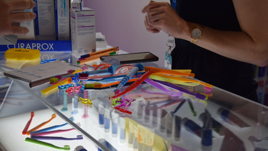 The colourful Curaprox booth (#C2.10) at EuroPerio10.