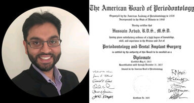 Dr. Hussain Arbab becomes diplomate of American Board of Periodontology