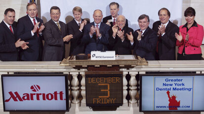 Dr Robert Edwab of GNYDM rings opening bell at New York Stock Exchange