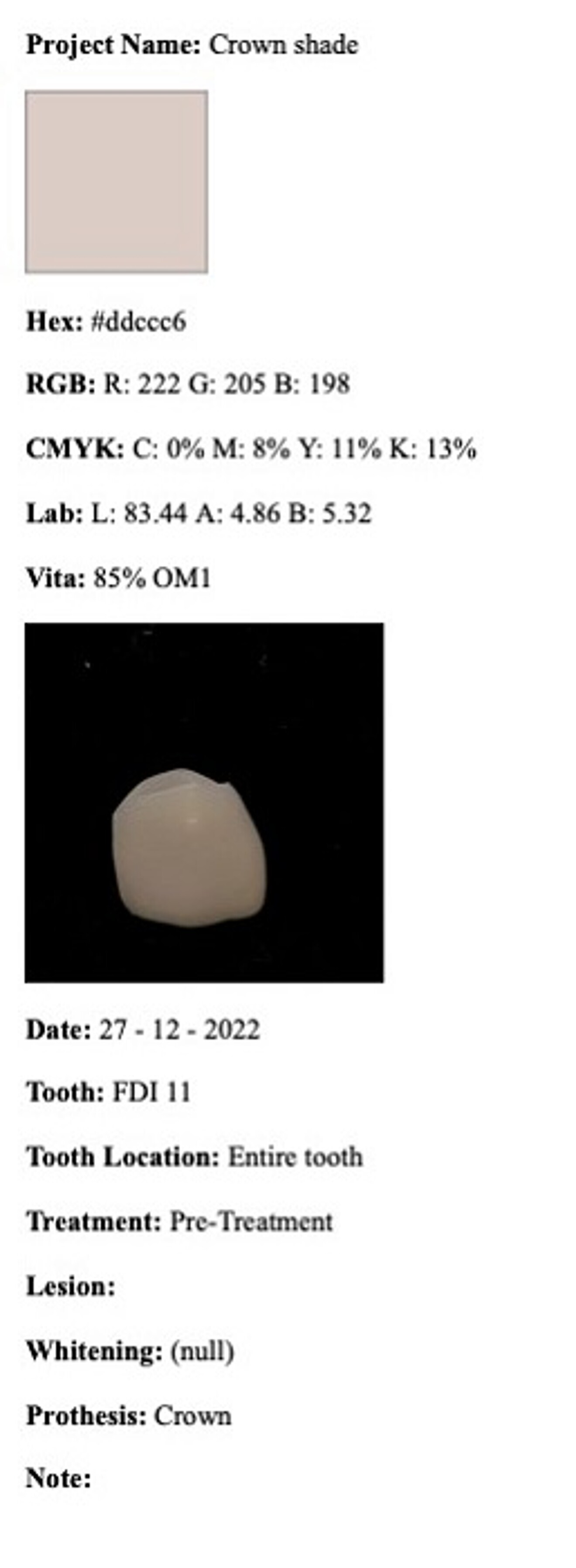 Fig. 20: 3D-printed crown colour data set.