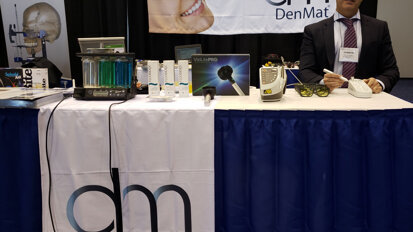 Yannick Gosselin can tell you all about the Additive Reductive Template process for delivering naturally beautiful, ultra-thin Lumineers in the DenMat booth. (Photograph by Nirmala Singh / Dental Tribune America)