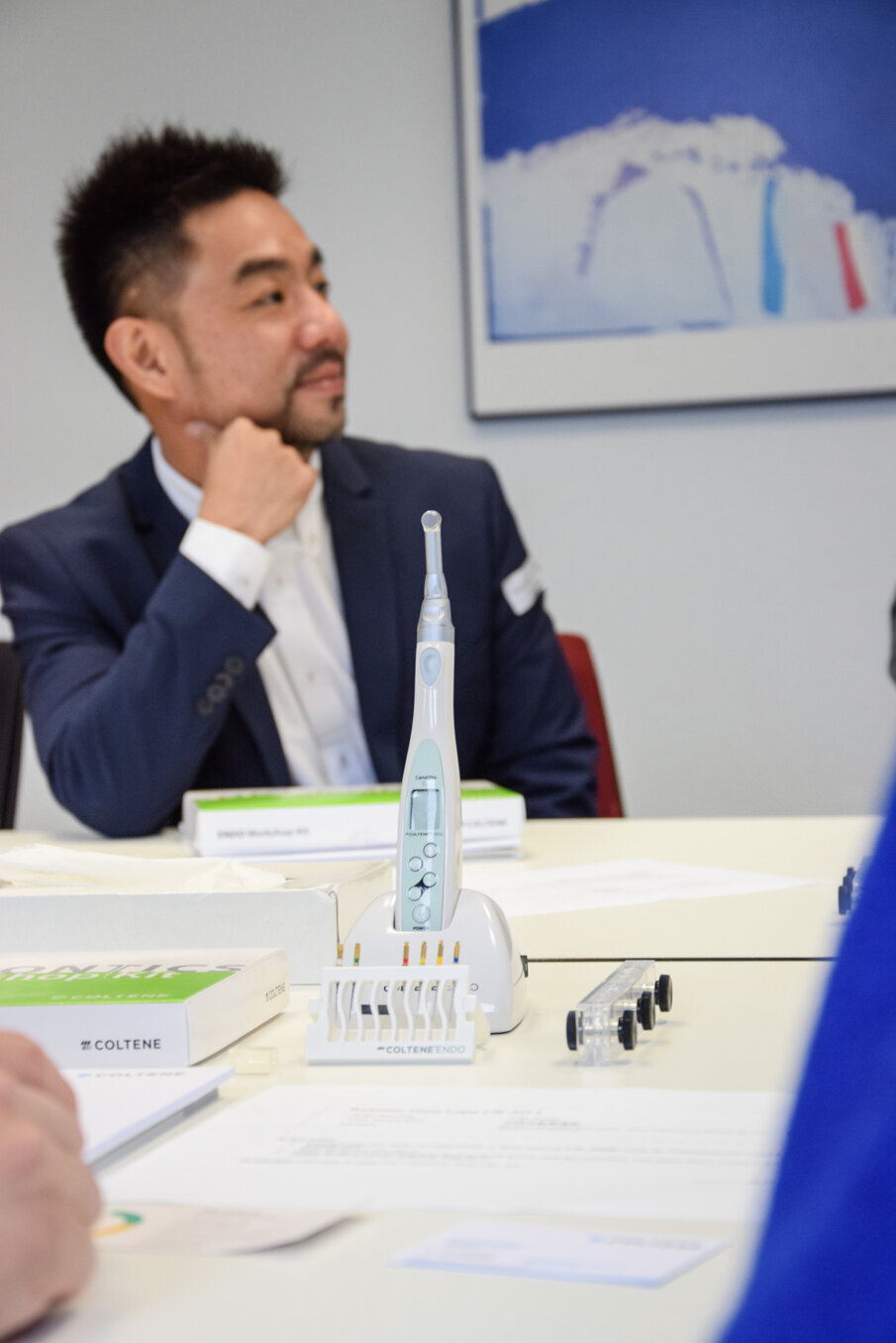 Fig. 3:  Participants from Malaysia,  the Philippines, and Taiwan listened to  the product presentation such as the  CanalPro cordless handpieces.