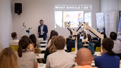 Dr Zaher Altaqi discussing a minimally invasive approach to removal of fractured files.