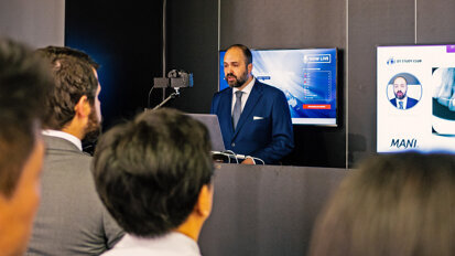 Dr Hugo Sousa Dias live at the IDS. (Photograph: Tom Carvalho, DTI)