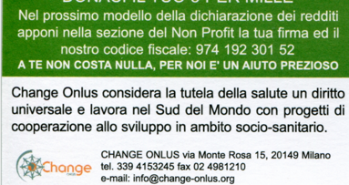 Un aiuto per l'Associazione Change-Onlus