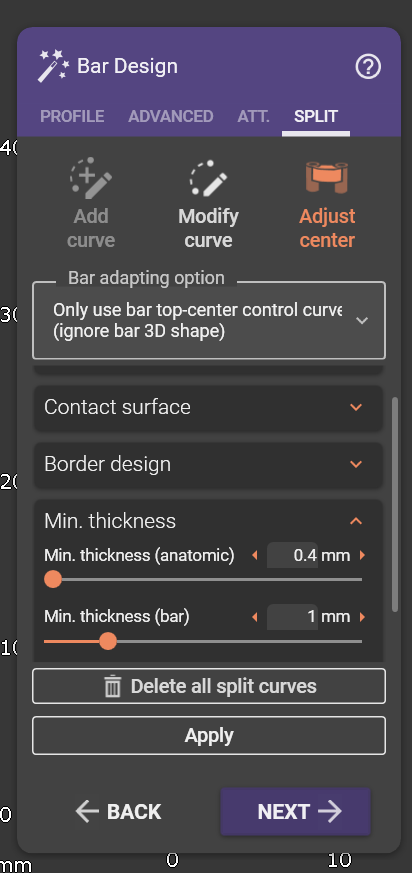 Fig. 5: Control of the different parameters that affect the shape and fit.