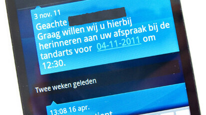 Herinnerings-sms verhoogt opkomstpercentage bij tandarts