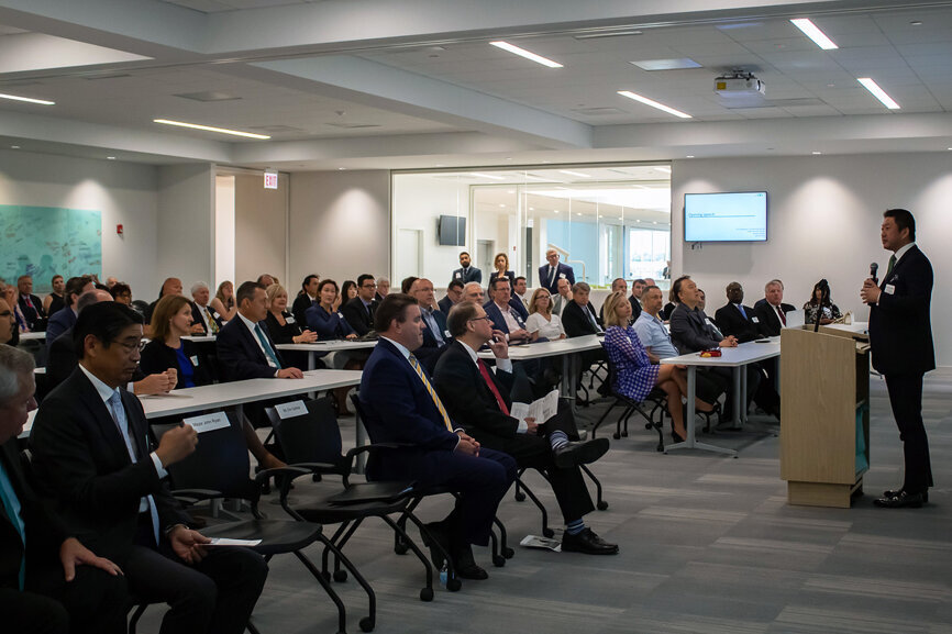Dr. Kiyotaka Nakao offers an opening speech at the dedication of the new GC America facility. (Photo: GC America)