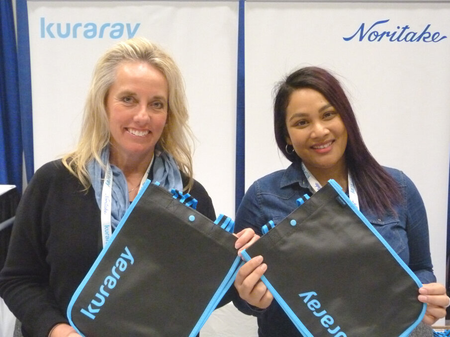 At the Kuraray booth, Michelle Nichols, left, and Lori-Ann Tenn.