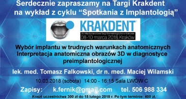 „Spotkanie z implantologią” podczas targów Krakdent® 2018