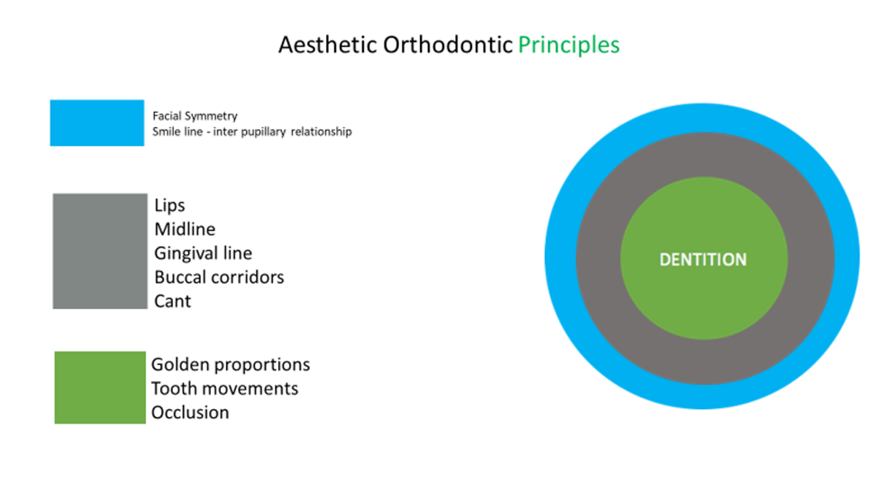 Fig. 1: Visual representation of the AORTA principles, demonstrating the hierarchy of importance of each factor involved in aesthetic orthodontic principles when undertaking a smile transformation.