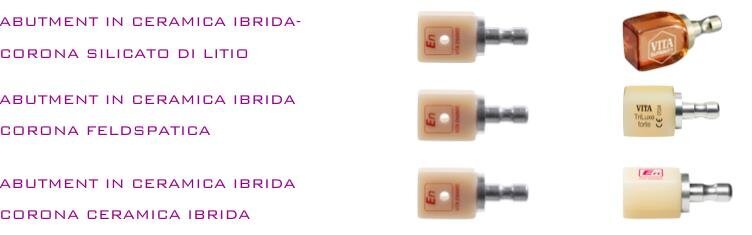 Fig. 6_Le ceramiche ibride come Enamic, Vita Zahnfabrik rappresentano ormai uno standard per realizzare abutment custom. Nessun ciclo termico necessario e proprietà meccaniche “dentina-Like”.