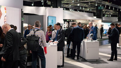 The Nobel Biocare booth. (Photograph: Tom Carvalho, DTI)