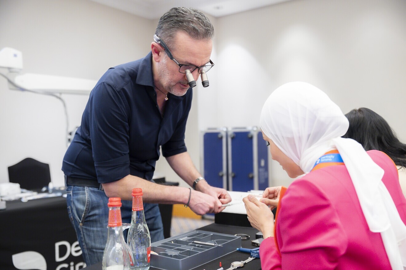 Prof. Simone Grandini engaged in a hands-on workshop at DS World Dubai 2025.