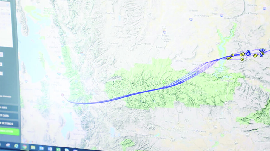 The predicted flight path for the payload