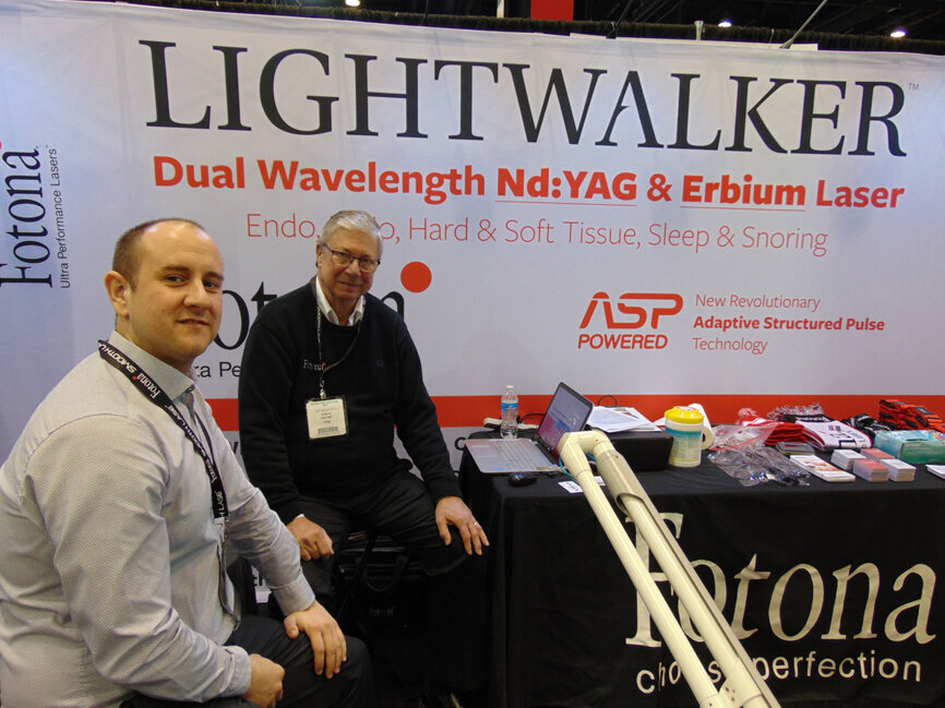 Uroé Vampelj, left, and Dick Linde of Fotona. (Photo: Fred Michmershuizen/Dental Tribune America)