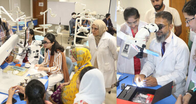 Dow Dental College holds workshop on separated file removal under microscope