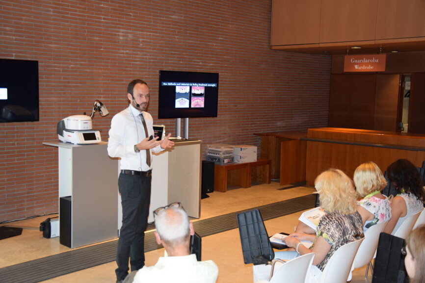 Dental technician Vincent Fehmer at one of the morning's breakout sessions. (Photographs: Brendan Day, DTI)