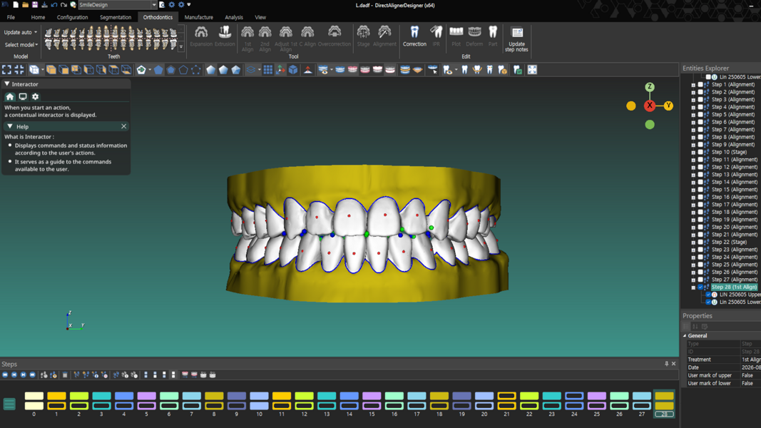 Fig. 5: DirectAlignerDesigner, for tooth segmentation, treatment plan set-up, staging and steps, and aligner design.