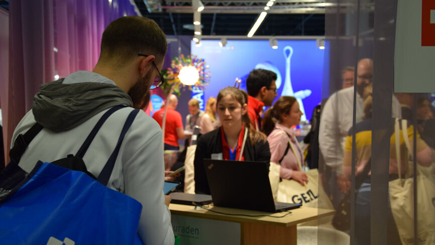 The colourful Curaden booth (D051) in Hall 5.2. promises some  (Image: DTI)