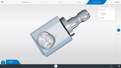 The user interface for the beginning of the restoration of the crown