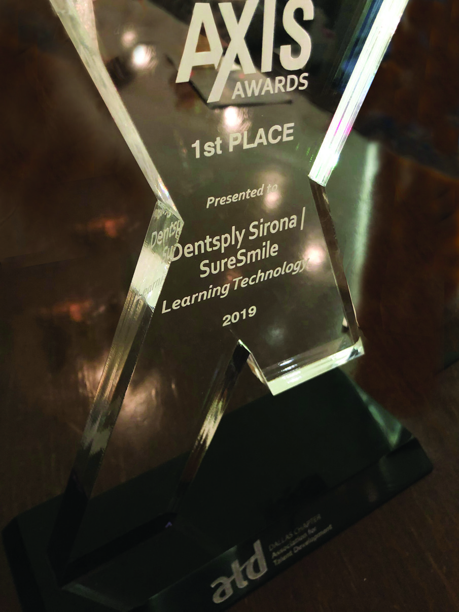 The AXIS Award in the category Learning Technology was presented to Dentsply Sirona’s SureSmile education team.