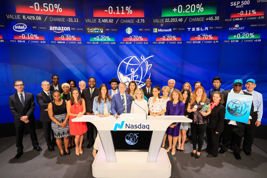 Dr. Bernard Fialkoff rings NASDAQ opening bell on Sept. 15, 2017.  (Photo: © Copyright 2016, Nasdaq and available for re-publication by the news media only. Any commercial use is strictly prohibited without the prior written consent of The Nasdaq Stock Market, Inc.)