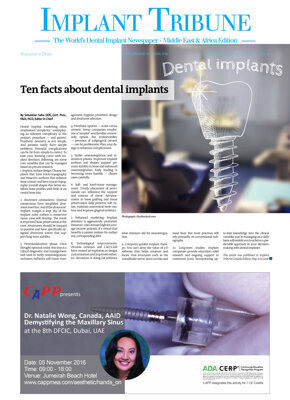 Implant Tribune Middle East & Africa No. 5, 2016 Implant Tribune Middle East & Africa No. 5, 2016