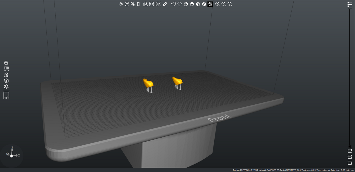 Fig. 11: Veneers nested and supported on Composer 2.0 (Asiga).