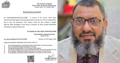 Senior dental academic Prof. Nasir Ali Khan appointed as Dean of Dentisry at KMU