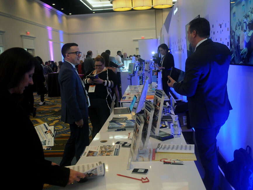 A view of the exhibit area at the 2019 Glidewell Dental Symposium. (Photo: José Antonio Rosario for Dental Tribune)