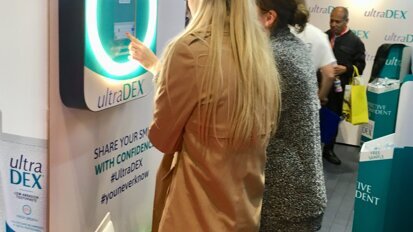 BDIA Dental Showcase attendees at the Ultradex photo booth. (Photograph: DTI)