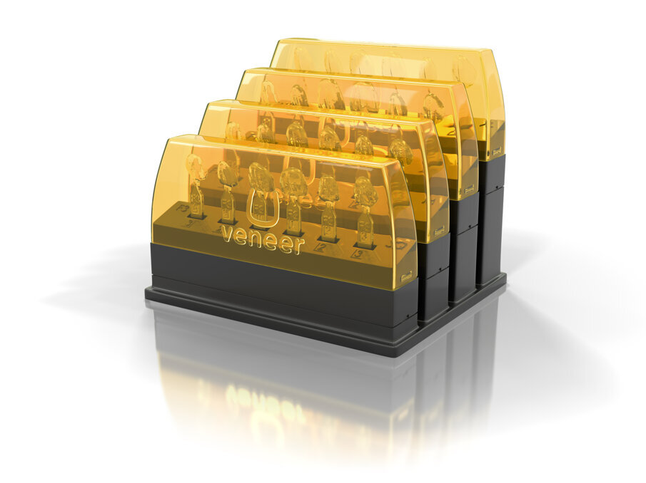 Uveneer Extra templates complement the original Uveneer templates while providing four new upper anterior designs: Extra Large, Large, Medium, and Square.